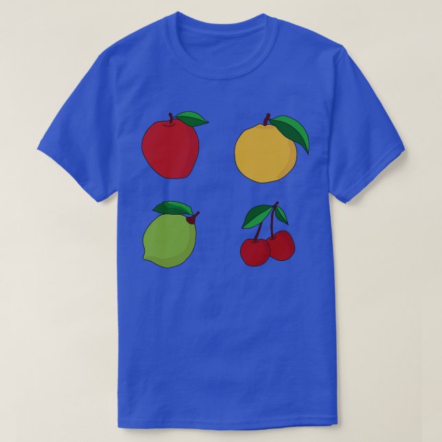 T-shirt Fruits de citron orange pomme et cerise (Design devant)