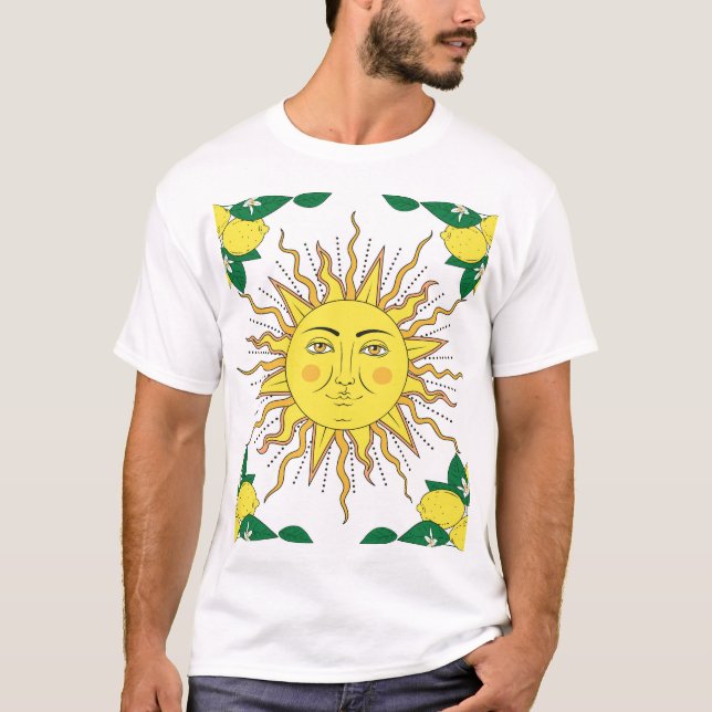 T-shirt Fruits de citron tropicaux, Face Soleil. (Devant)