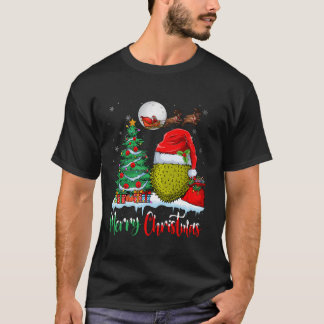 T-shirt Fruits de durian portant chapeau de Santa Joyeux N