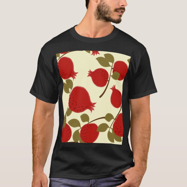 T-shirt Fruits de grenade : Cartoon Arrière - plan jaune (Devant)