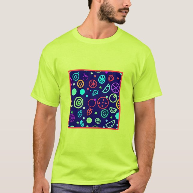 T-shirt Fruits de Neon Couleurs Motifs (Devant)