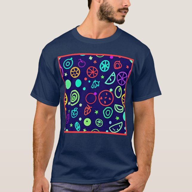 T-shirt Fruits de Neon Couleurs Motifs (Devant)