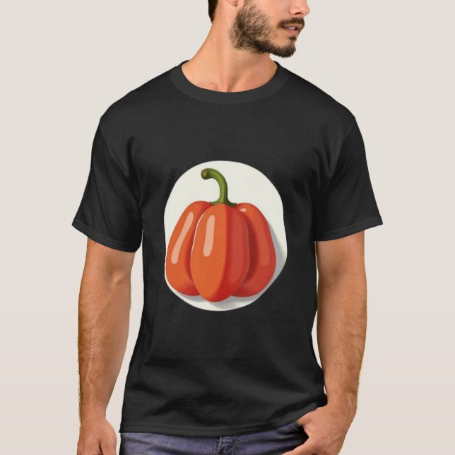 T-shirt Fruits de Paprika orange dans un Arrière - plan en (Devant)