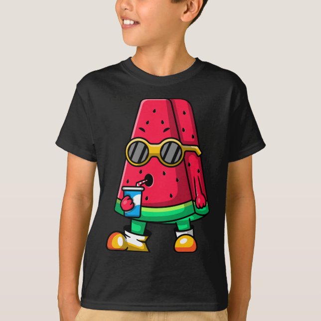 T-shirt Fruits de pastèque cool portant des lunettes de so (Devant)