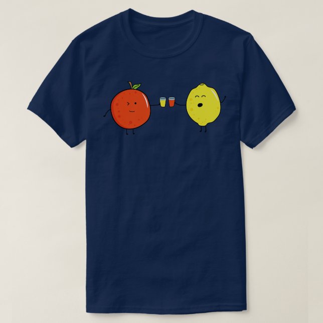 T-shirt Fruits Drôle Orange Et Citron Boire Jus Toget (Design devant)
