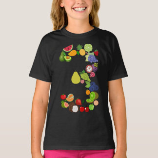 T-shirt Fruits du 3e anniversaire 3 Numéro Pour Garçons de