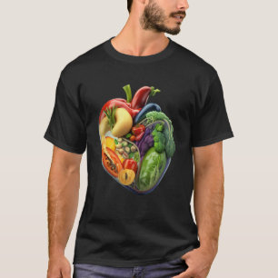 T-shirt Fruits et légumes colorés Jardin de coeur sain