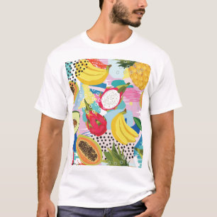 T-shirt Fruits tropicaux, Motif Vintage sans soucis.