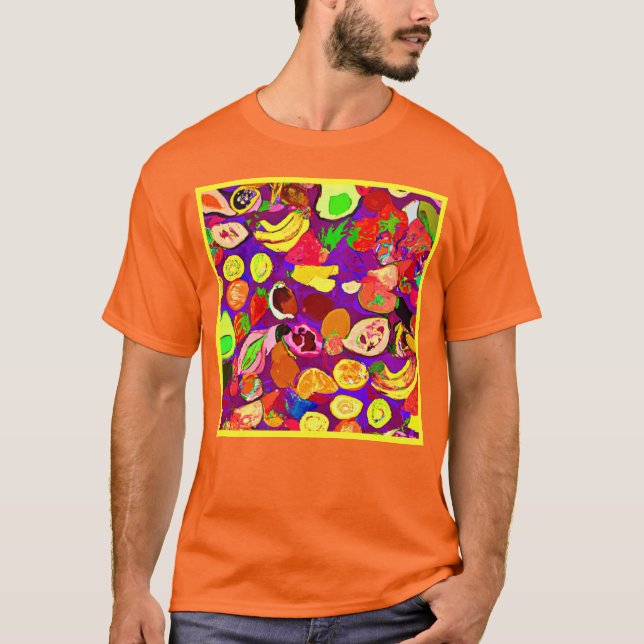 T-shirt Fruits tropicaux Peinture Motif. Acheter Maintenan (Devant)