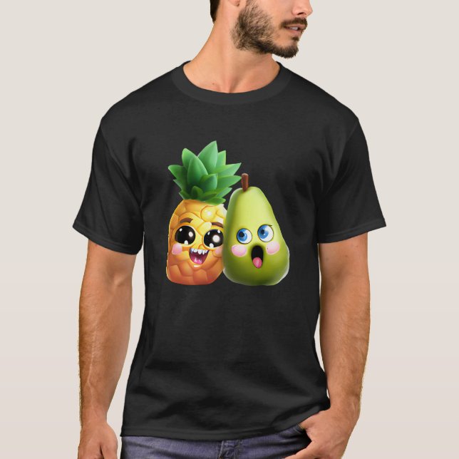 T-shirt Fruity Love  Pear and Pineapple in Love (Devant)