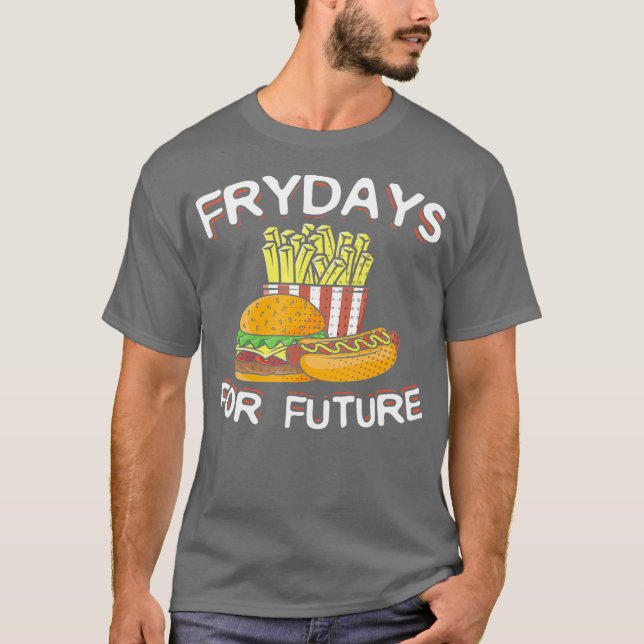 T-shirt Fryday Burger Hot Dog and Fries for Fast Food (Devant)