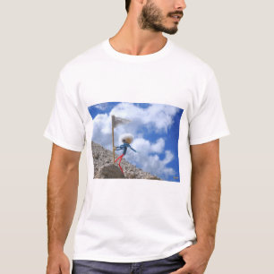 T-shirt Fubby qui place le drapeau blanc sur la montagne.