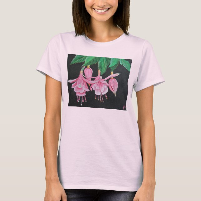 T-shirt Fuchsia fleurissant (Devant)
