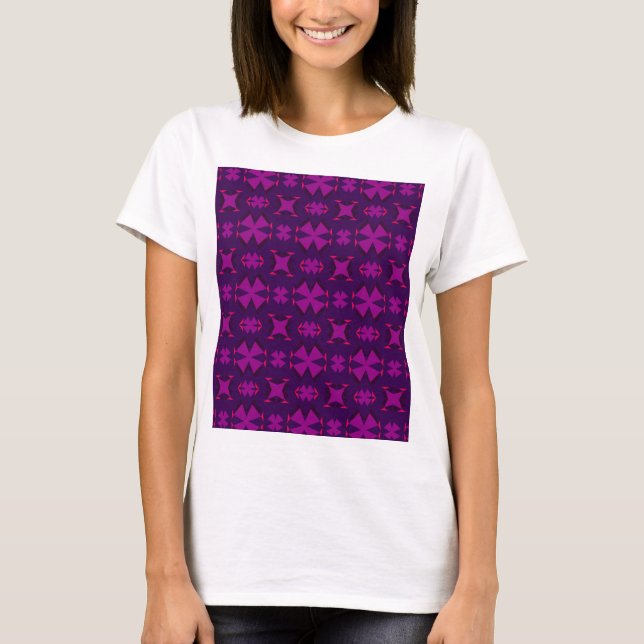 T-shirt Fuchsia Geotech: A Vibrant Abstract Geometric Text (Devant)