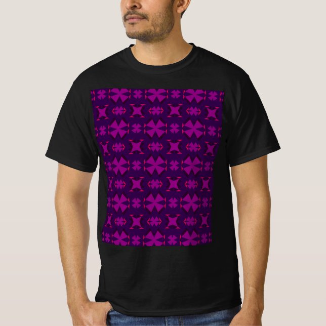 T-shirt Fuchsia Geotech: A Vibrant Abstract Geometric Text (Devant)