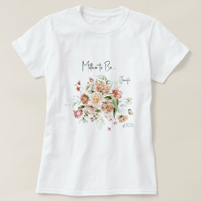 T-shirt Fuchsia Rose Future Maman Baby Shower (Design devant)