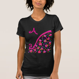 T-SHIRT FUCHSIE ROSE NOIR DÉCO MONOGRAM ABSTRAIT