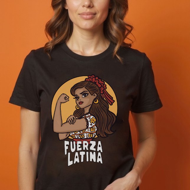 T-shirt Fuerza latina, chemise espagnole dessinée à la mai (Fuerza latina hand drawn spanish shirt for her)
