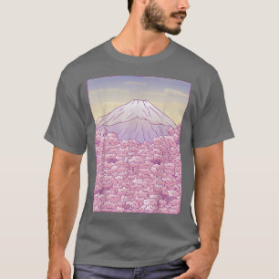 T-shirt Fuji Japonais Sakura Cherry Blossom Tree Japon Gra