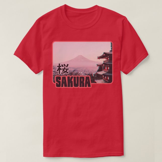 T-shirt Fujiyama Sakura Cherry Blossom Art pour le café ja (Design devant)