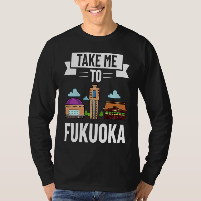 T-shirt Fukuoka Japan City Skyline Map Travel (Devant)