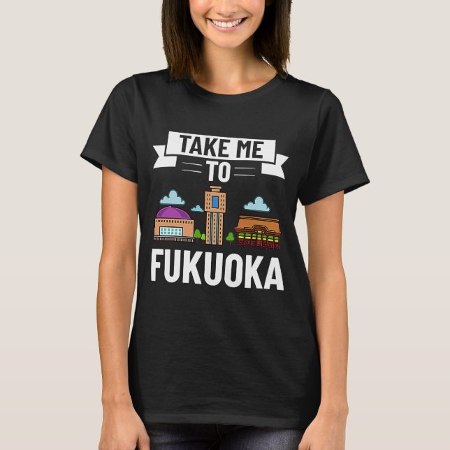 T-shirt Fukuoka Japon City Skyline Carte Voyage (Devant)