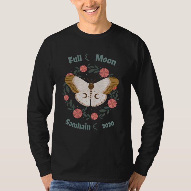 T-shirt Full Blue Moon Samhain 2020 Moth Garland (Devant)