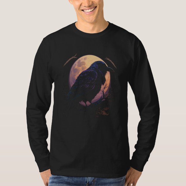 T-shirt Full Moon Crow Raven Flying Bird Halloween  1 (Devant)
