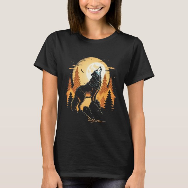 T-shirt Full Moon Howling Wolf Wolves   1 (Devant)