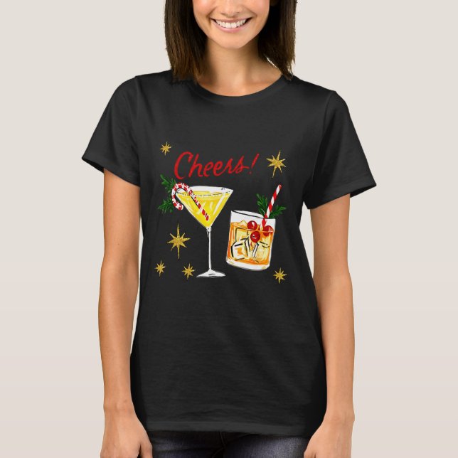 T-shirt Full Of Holiday Srit Cheers Martini Christmas Drin (Devant)