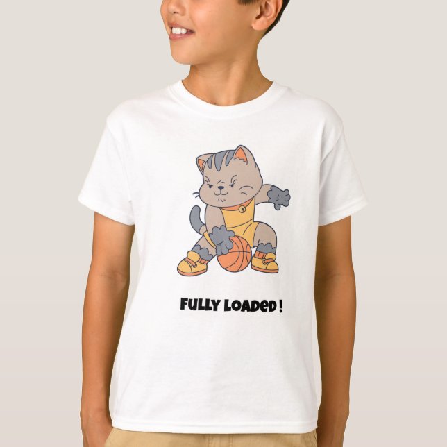 T-shirt Fully loaded - a Funny Cat-Basketball  (Devant)