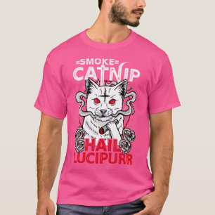 T-shirt Fumée Catnip Hail Lucipurr L Satanic Occult Cat
