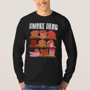 T-shirt Fumée Tête Fumeur Grill Barbecue Viande Grillade