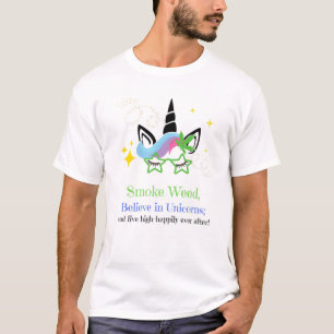 T-shirt Fumée Weed Croire En Unicorns Live Unicorn High H