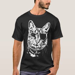 T-shirt Fumer Chat Avec Patte Oeil Pirate Crâne Crossbones