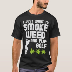 T-shirt Fumer De L'herbe Jouer Au Golf Golfeur Thc Fumeur