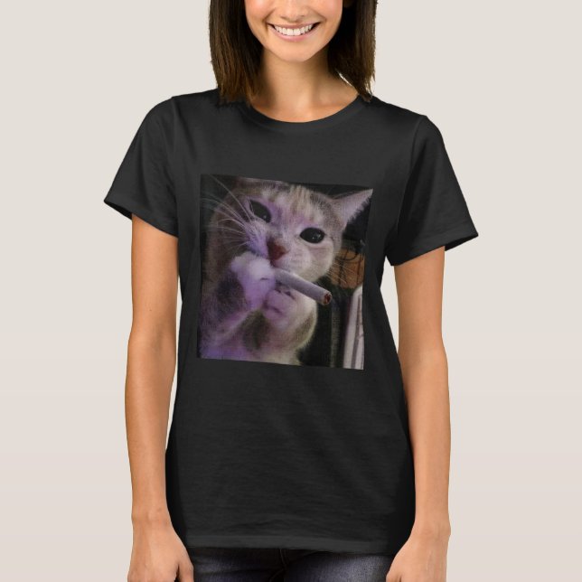 T-shirt Fumer drôle Chat, Cigarette Kitty Gen Z Mème, Chat (Devant)