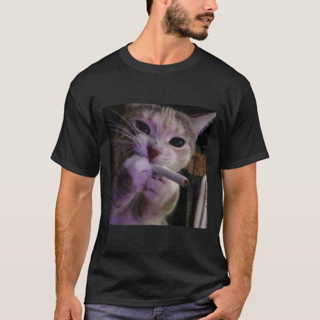 T-shirt Fumer drôle Chat, Cigarette Kitty Gen Z Mème, Chat (Devant)