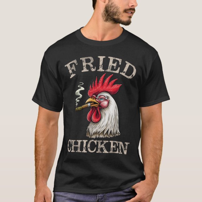 T-shirt Fumer Fried Poulet Graphique Mauvaises Herbes Homm (Devant)