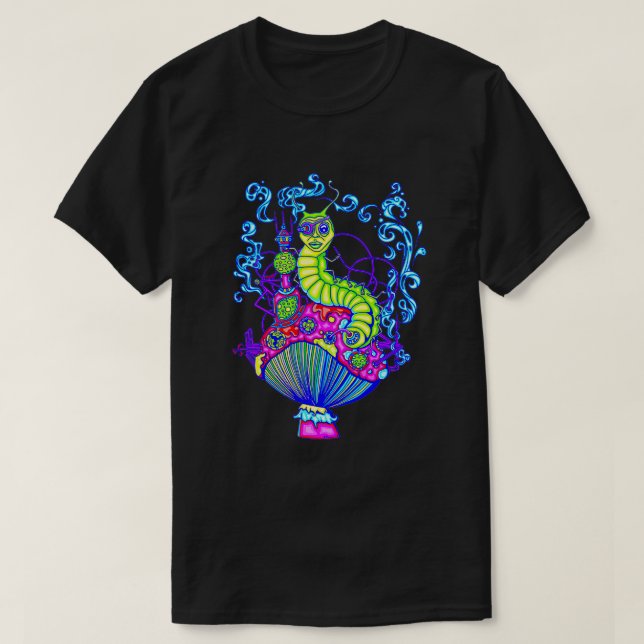 T-shirt Fumer Hooka Caterpillar Glow (Design devant)