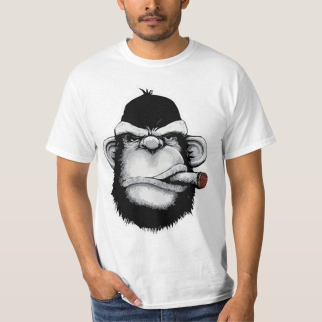 T-shirt Fumer le singe noir (Devant)