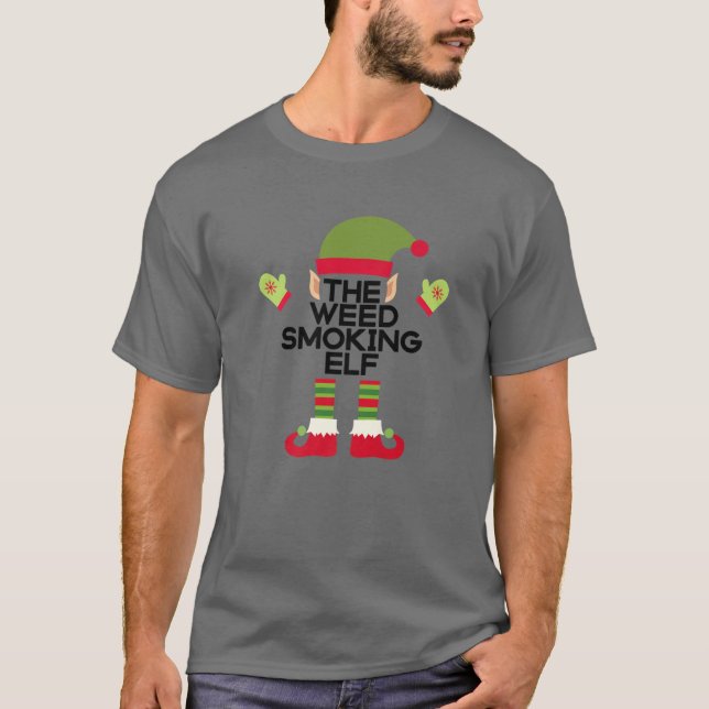 T-shirt Fumer les mauvaises herbes elf drôle Edibles fête  (Devant)
