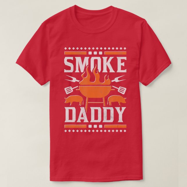 T-shirt Fumer papa Drôle papa BBQ (Design devant)
