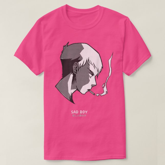 T-shirt Fumer Sad Boy Japonais Anime Vaporwave Goth Senp (Design devant)