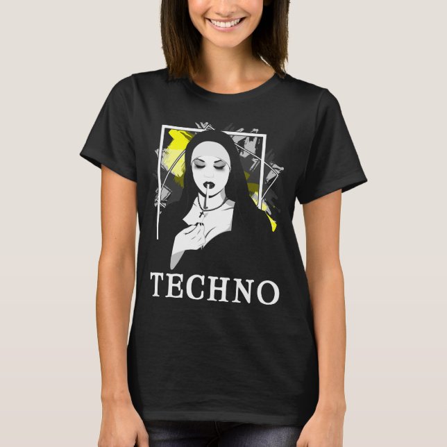 T-shirt Fumer Techno Nun Religion Électronique Basse Musiq (Devant)