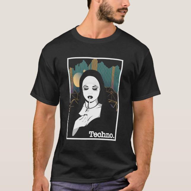 T-shirt Fumer Techno Nun Religion Électronique Basse Musiq (Devant)