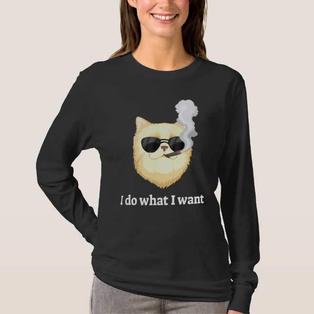 T-shirt Fumer un chat drôle Je fais ce que je veux (Devant)