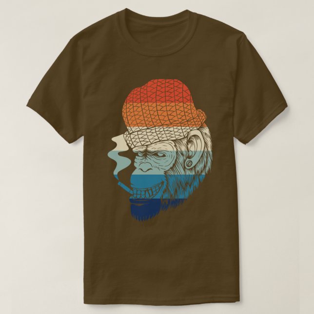T-shirt Fumer vintage de singe (Design devant)