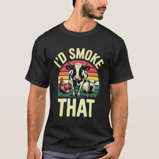 T-shirt Fumeur de viande BBQ rétro drôle que j'allumerais