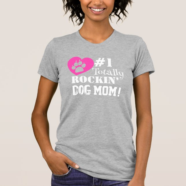 T-shirt Fun #1 Totalement Rockin Chien Maman (gris clair)  (Devant)